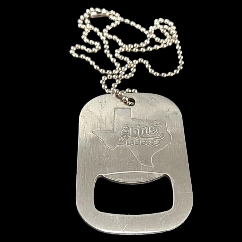 NEW SHINER BEER DOG TAG BOTTLE OPENER WITH CHAIN